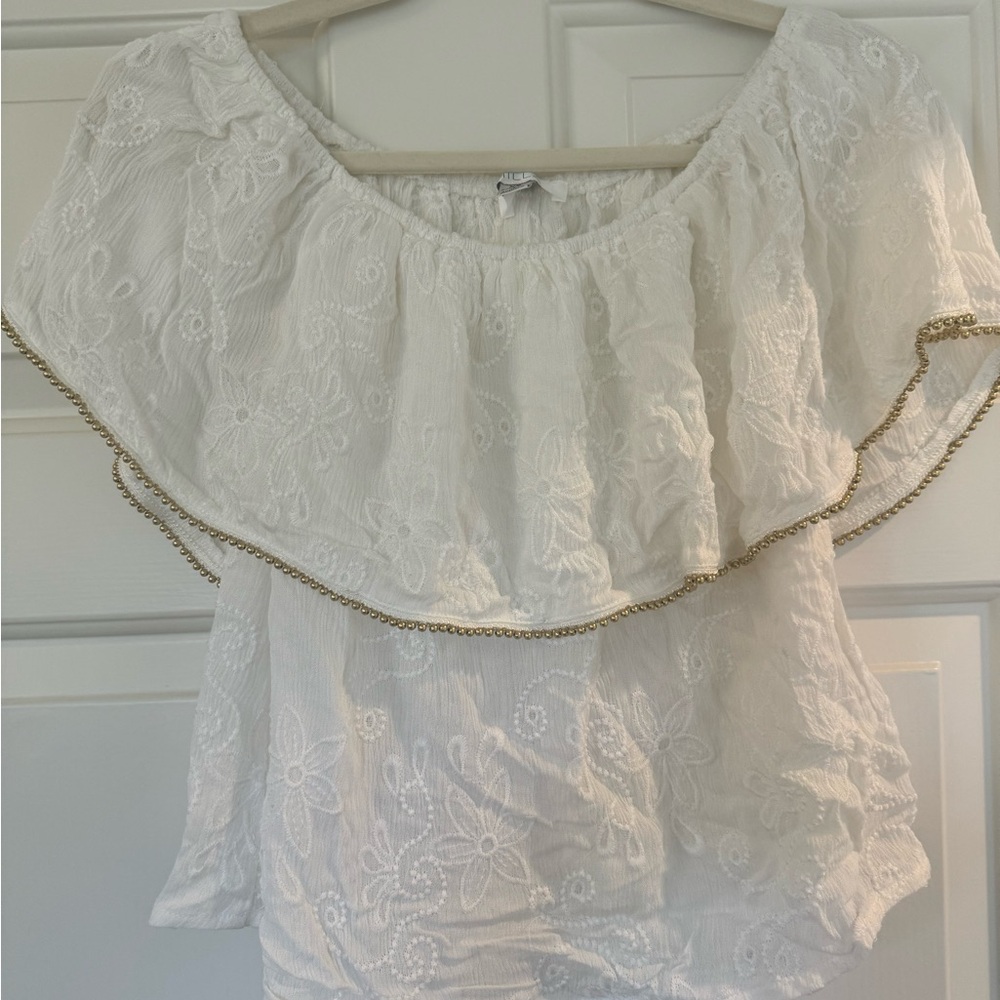 White Embroidered Off-Shoulder Top